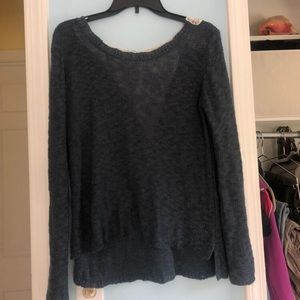 Navy sweater with lace decal